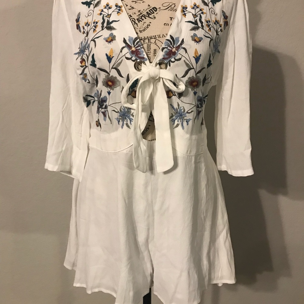 Lulumari White Embroidered Romper